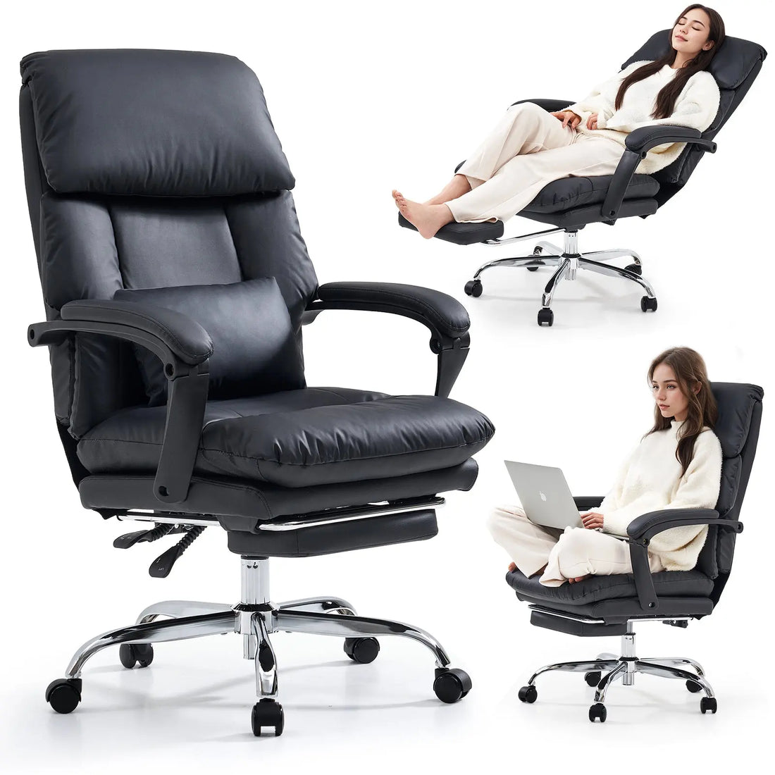 EMIAH C029 Ergonomic Genuine Leather Office Chair with Foot Rest EMIAH