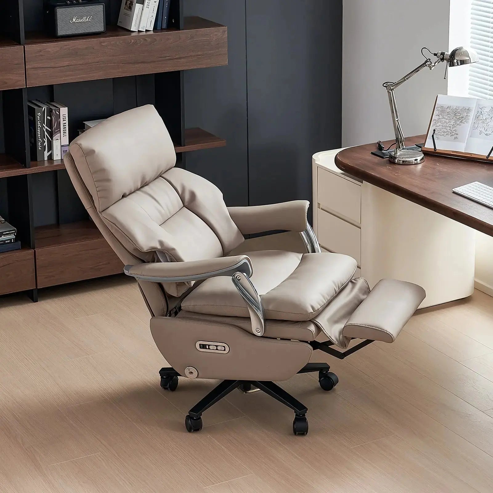 EMIAH MT033 Electric Executive Office Chair - EMIAH Store Light Khaki / Real Leather