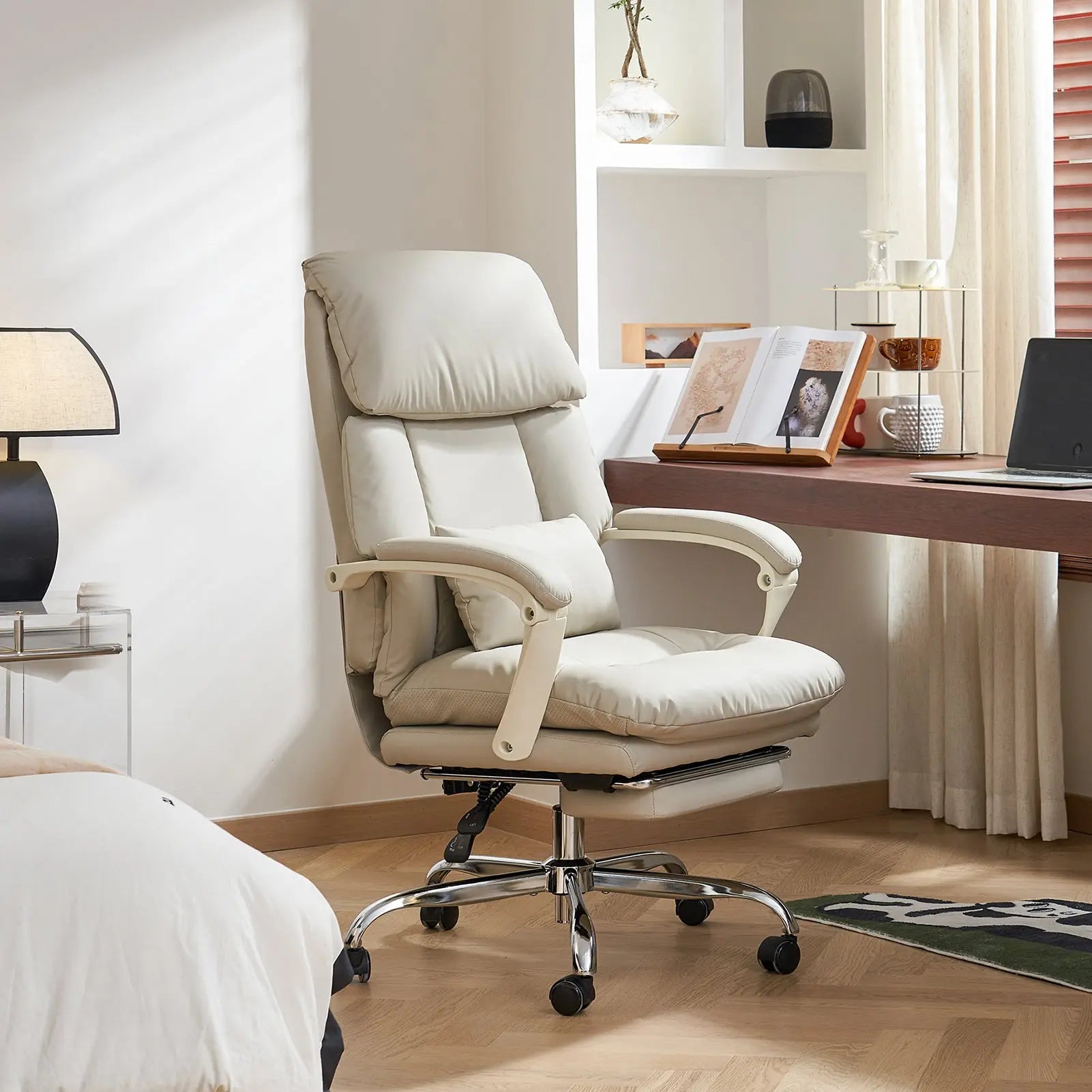 EMIAH C029 Ergonomic Genuine Leather Office Chair with Foot Rest EMIAH