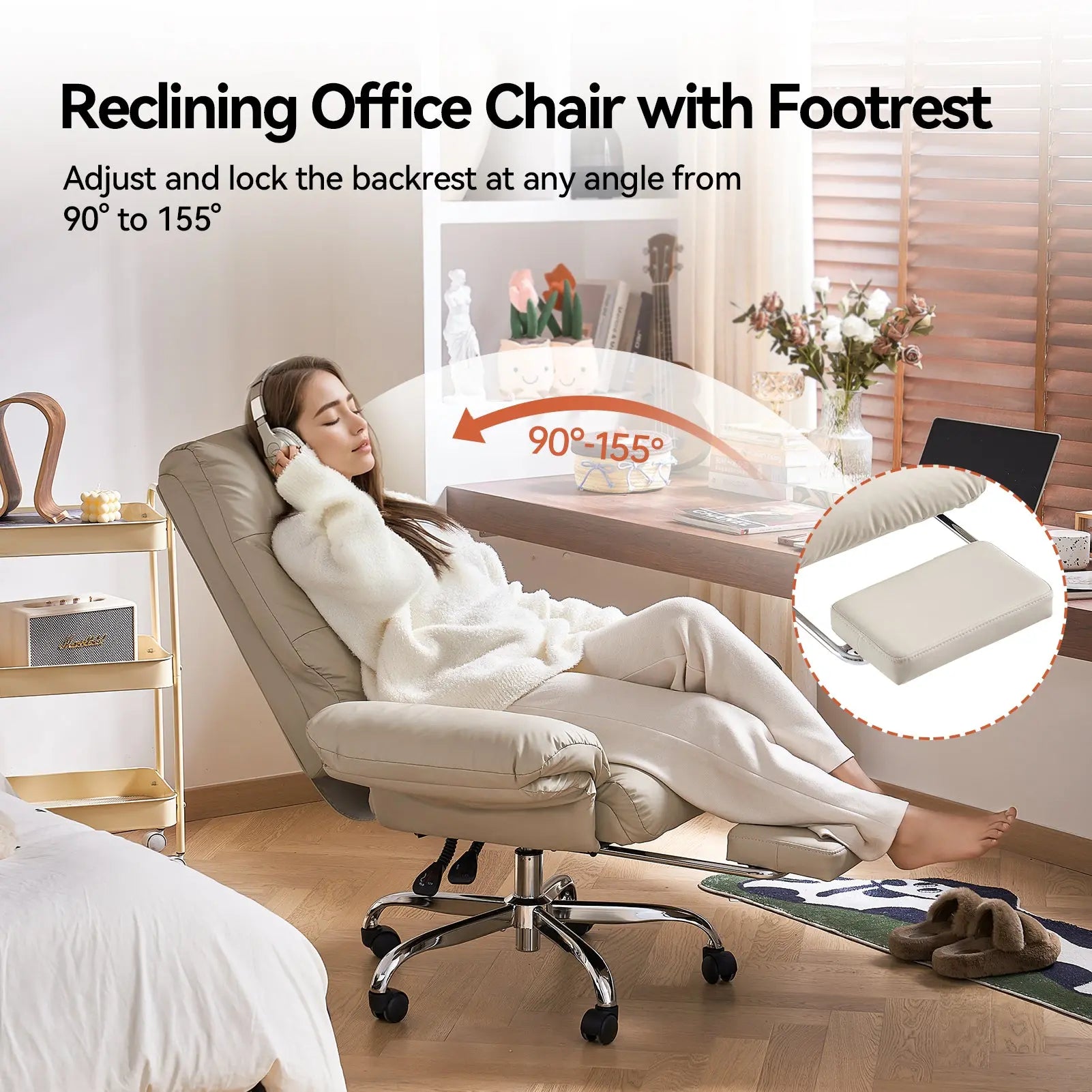EMIAH C590 Comfy Ergonomic Office Chair with Footrest and Flip-up Arms EMIAH