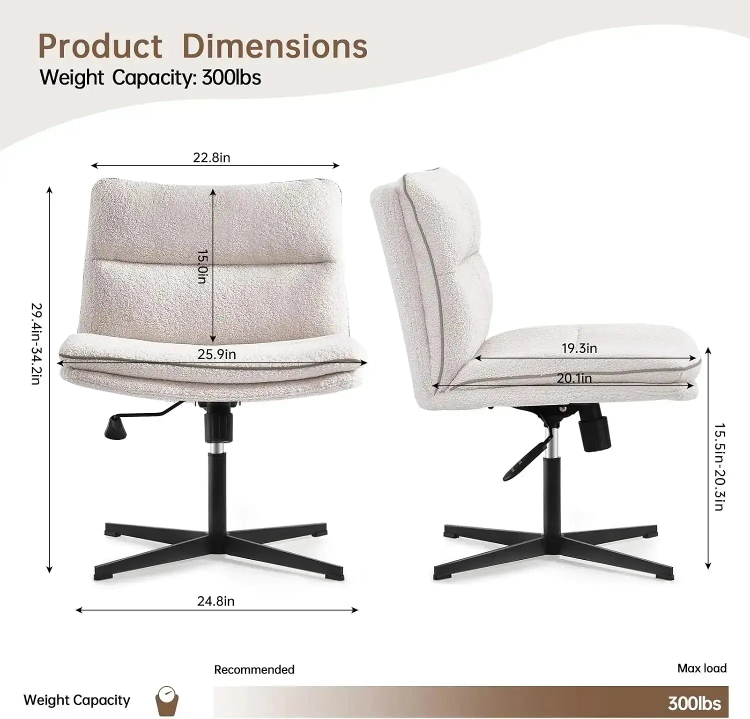 EMIAH 738 Armless Office Desk Chair EMIAH