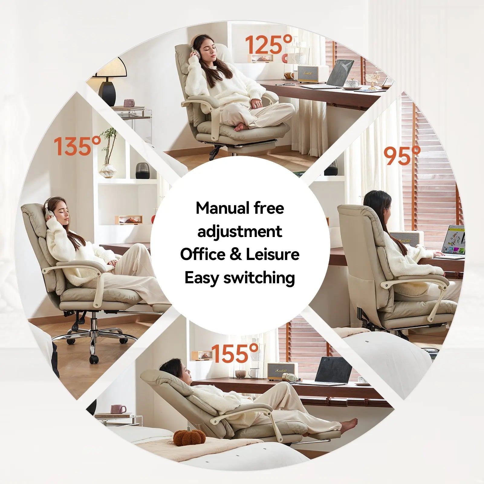 EMIAH C029 Ergonomic Genuine Leather Office Chair with Foot Rest EMIAH