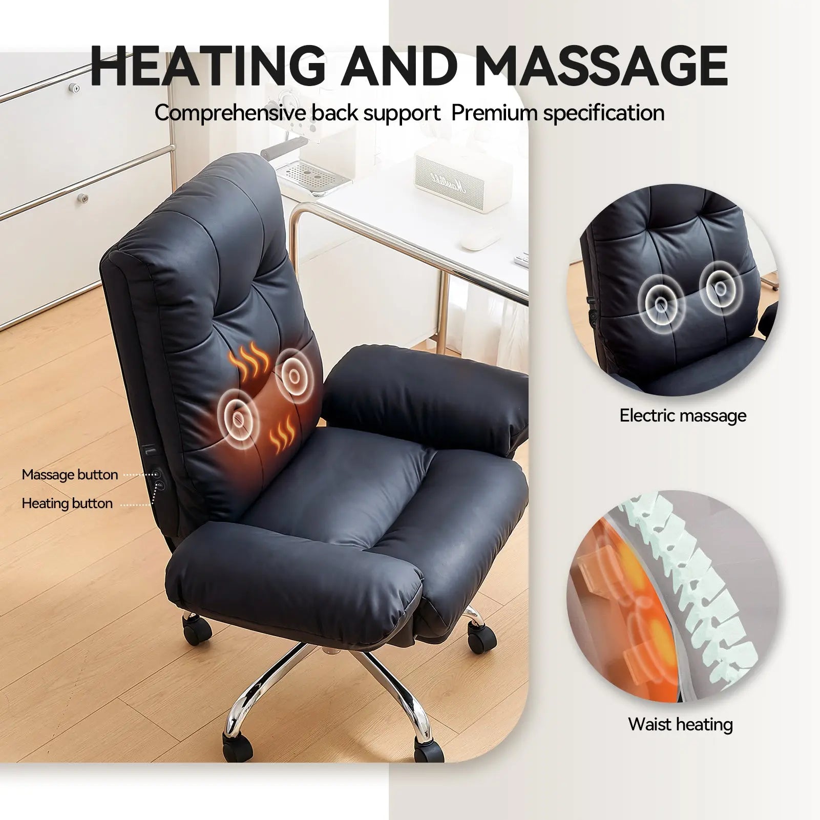 EMIAH C590 Comfy Ergonomic Office Chair with Footrest and Flip-up Arms