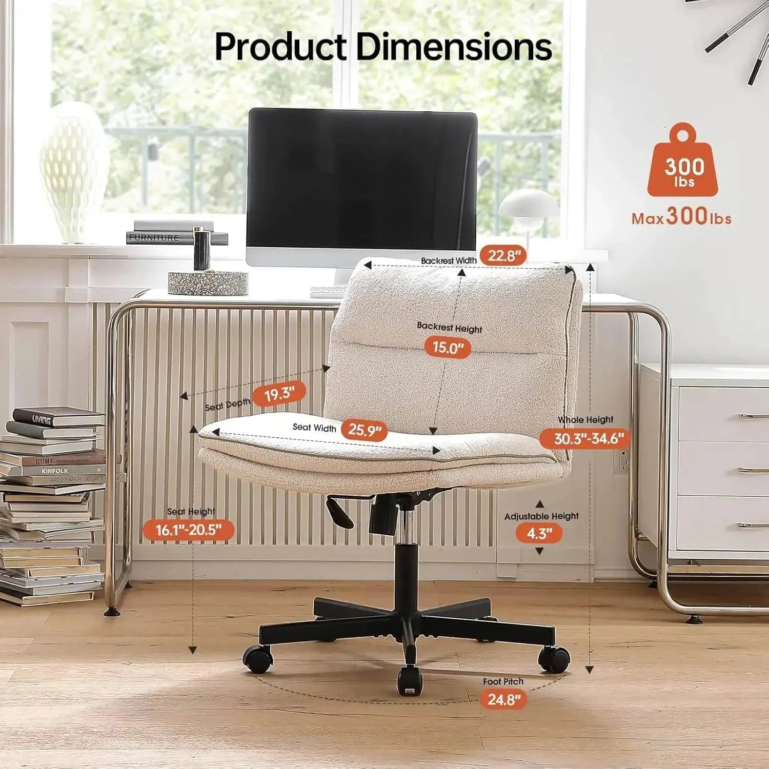 EMIAH 738 Armless Office Desk Chair EMIAH