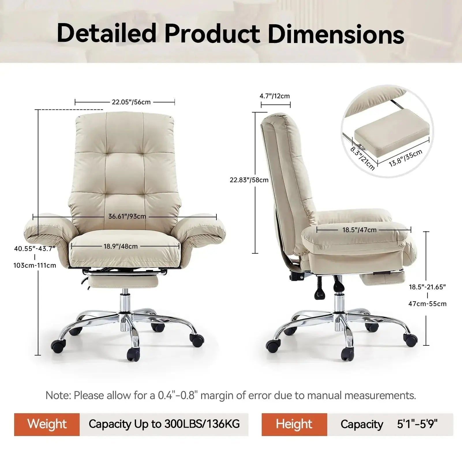 EMIAH C590 Comfy Ergonomic Office Chair with Footrest and Flip-up Arms - EMIAH Store