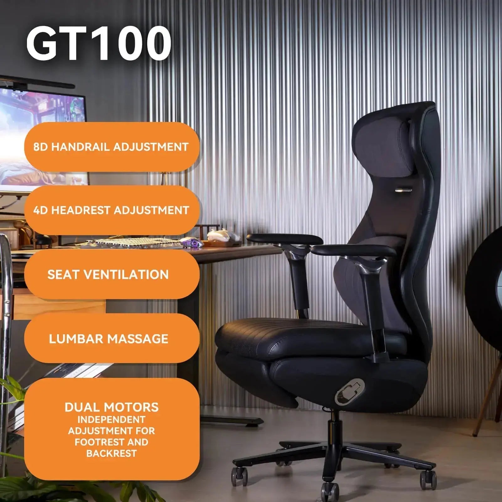 EMIAH GT100 Electric Ergonomics Leather Chair - EMIAH Store Black / Genuine Leather