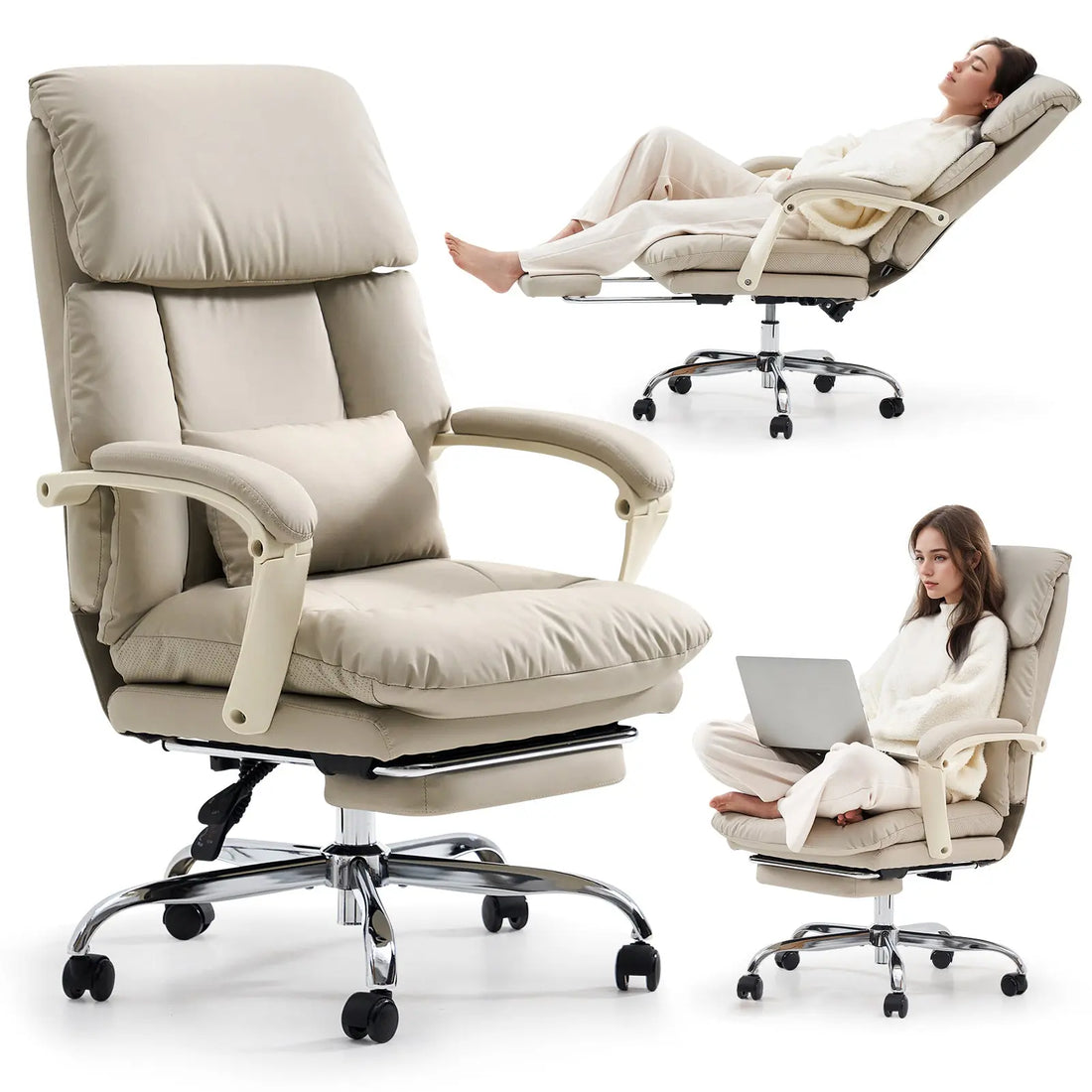 EMIAH C029 Ergonomic Genuine Leather Office Chair with Foot Rest EMIAH