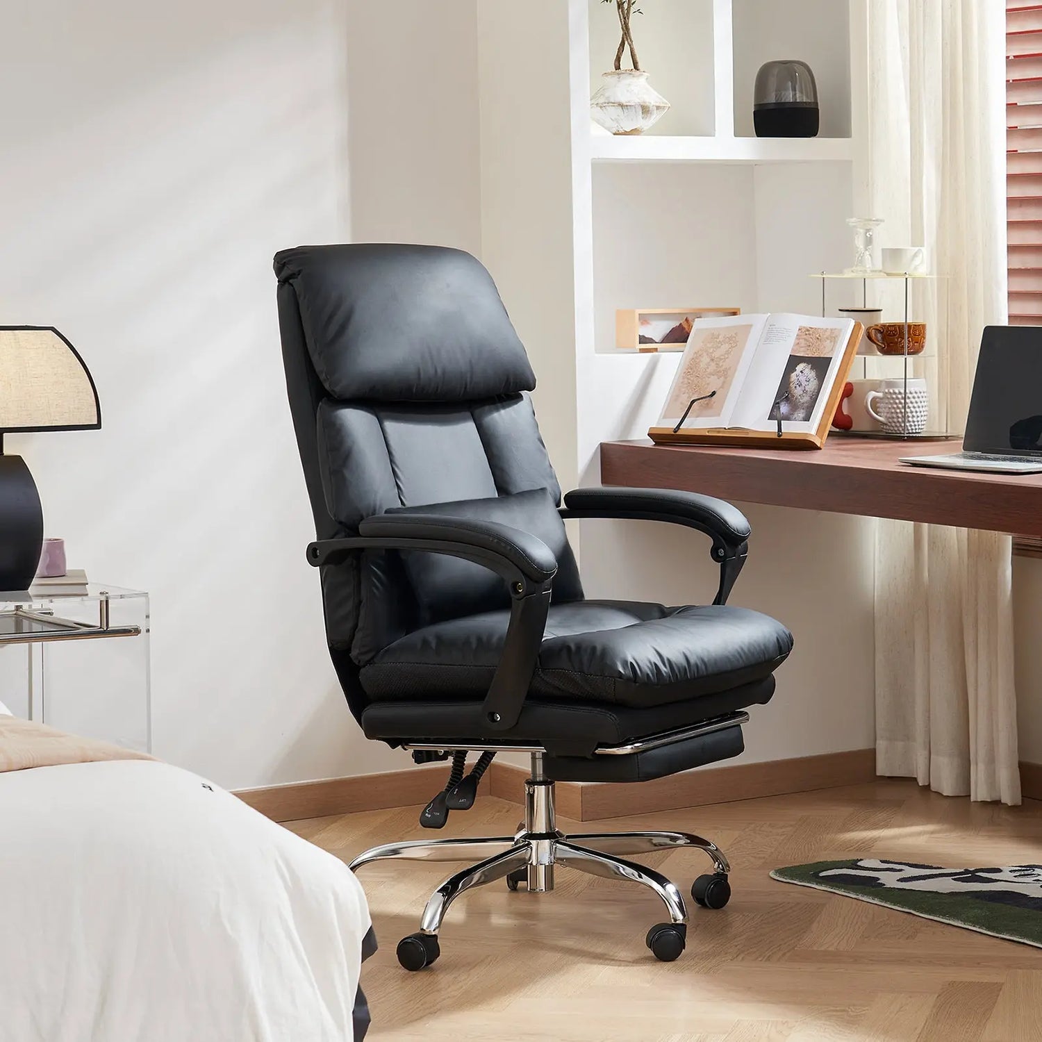 EMIAH C029 Ergonomic Genuine Leather Office Chair with Foot Rest EMIAH