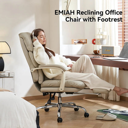 EMIAH C029 Ergonomic Genuine Leather Office Chair with Foot Rest EMIAH