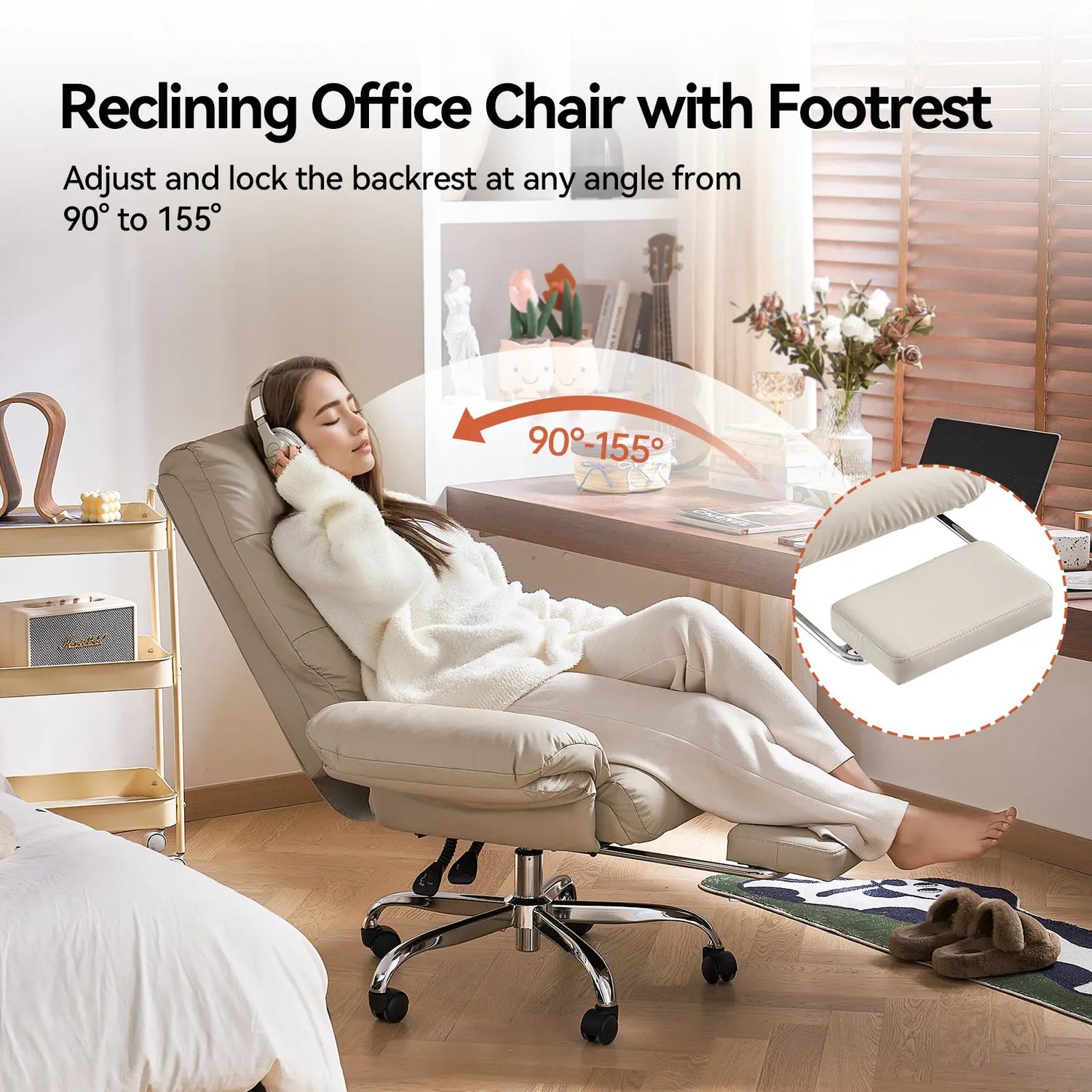 EMIAH C590 Comfy Ergonomic Office Chair with Footrest and Flip-up Arms EMIAH
