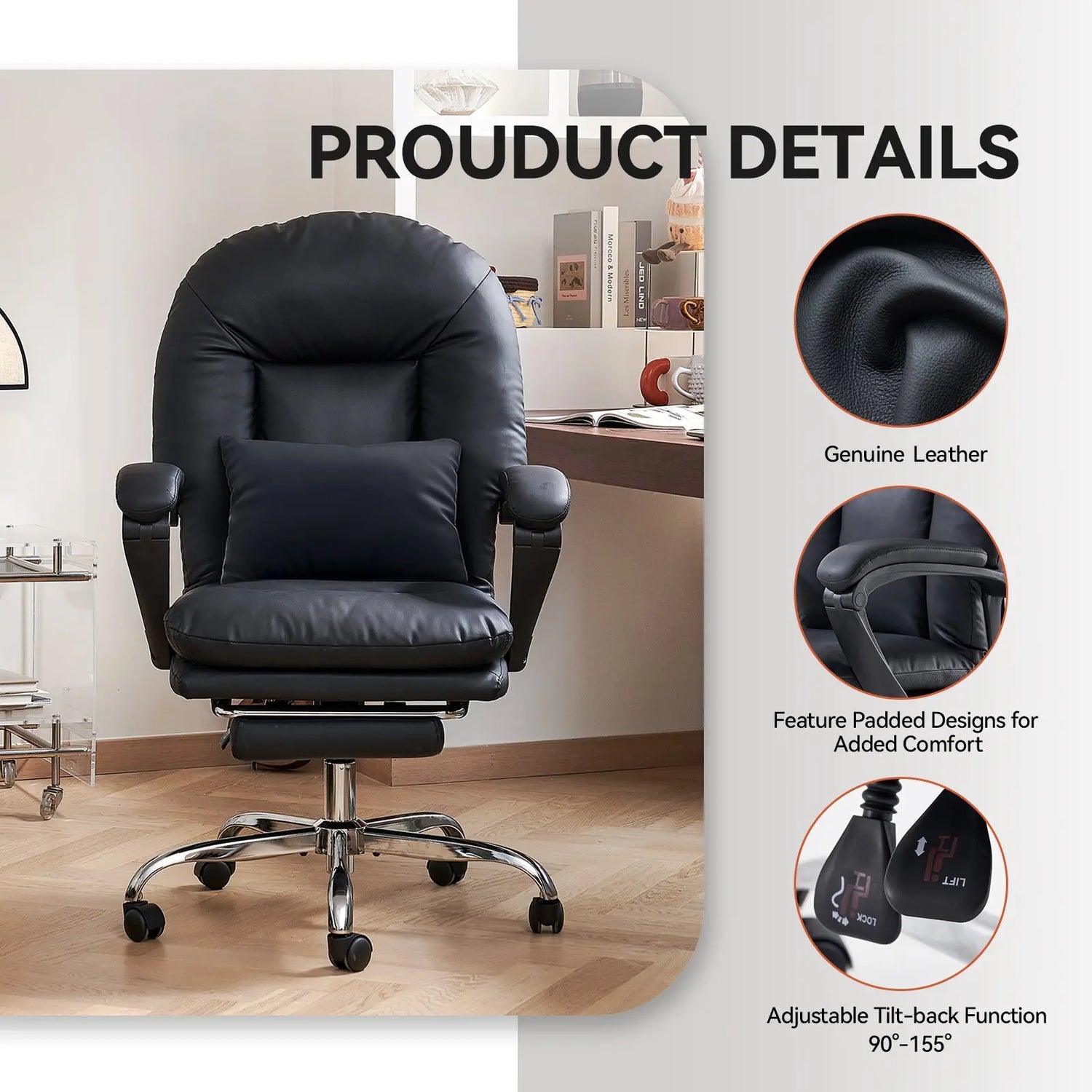 EMIAH C586 Ergonomic Ultra-Comfortable Office Chair with Foot Rest EMIAH