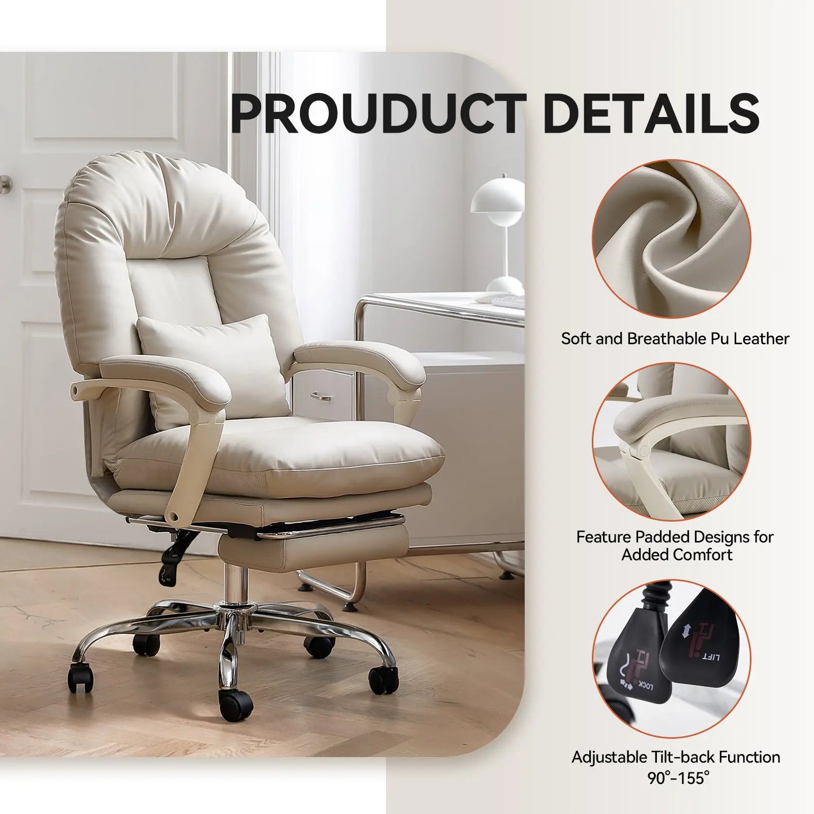 EMIAH C586 Ergonomic Ultra-Comfortable Office Chair with Foot Rest - EMIAH Store 