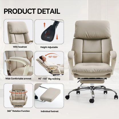 EMIAH C029 Ergonomic Genuine Leather Office Chair with Foot Rest EMIAH