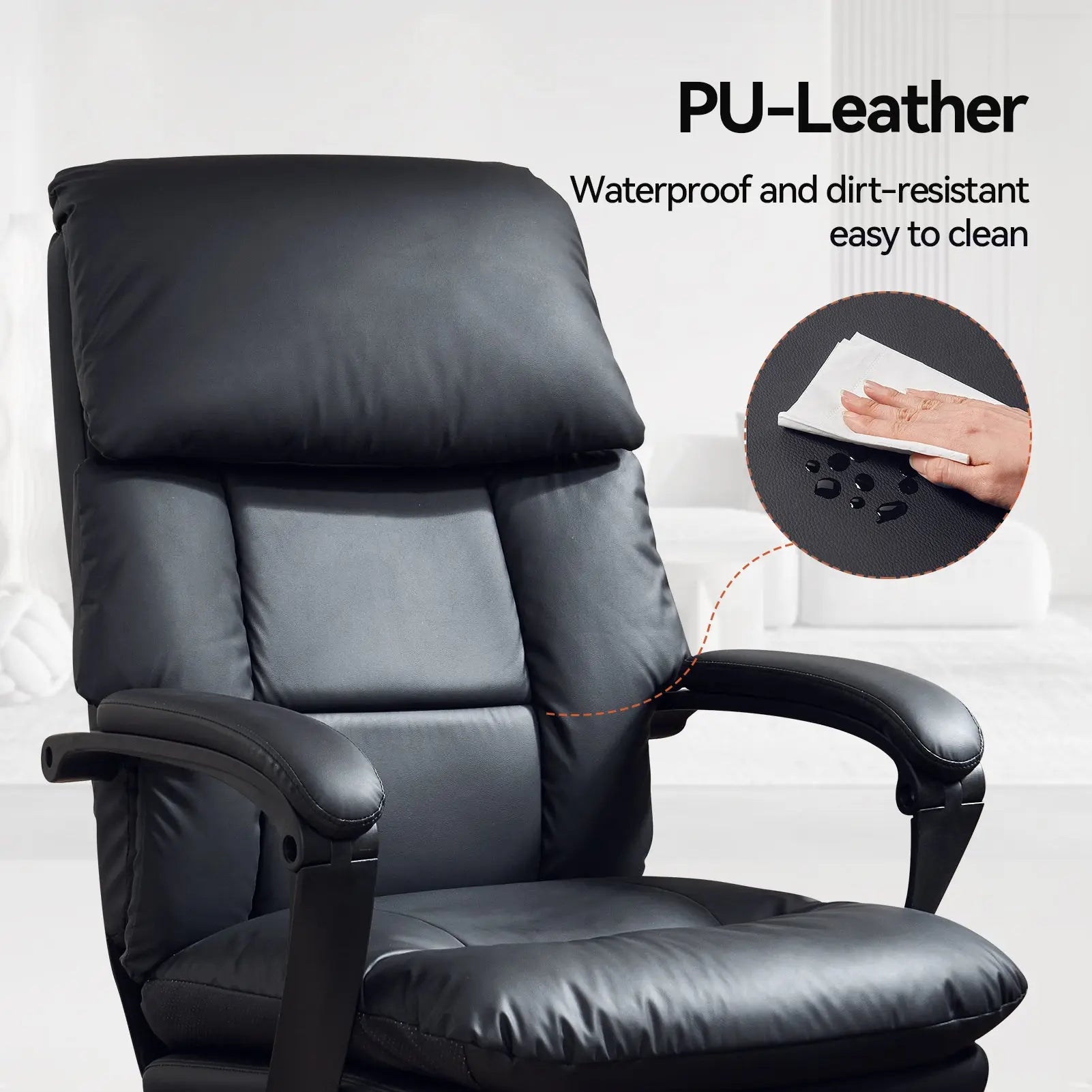 EMIAH C029 Ergonomic Genuine Leather Office Chair with Foot Rest EMIAH