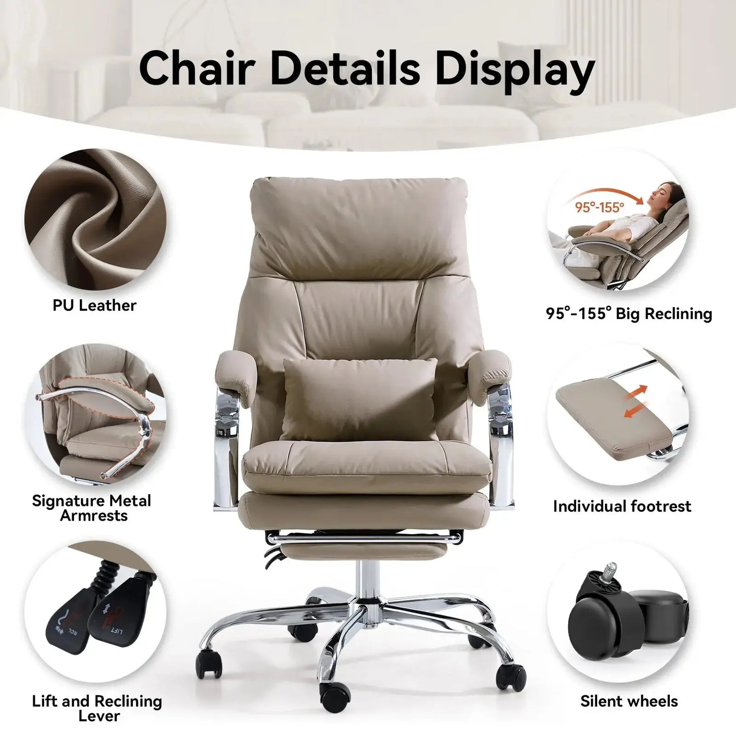 EMIAH C570 Comfortable Office Chair with Footrest - EMIAH Store 