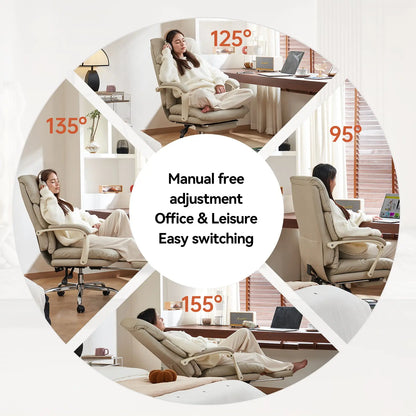 EMIAH C029 Ergonomic Genuine Leather Office Chair with Foot Rest EMIAH