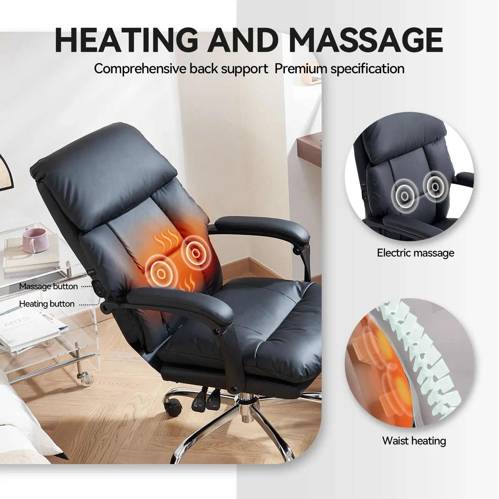 EMIAH C029 Ergonomic Genuine Leather Office Chair with Foot Rest EMIAH