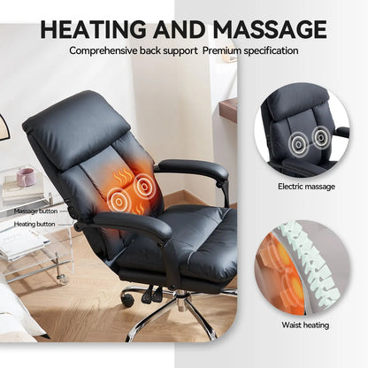 EMIAH C029 Ergonomic Genuine Leather Office Chair with Foot Rest EMIAH