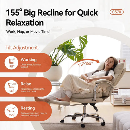 EMIAH C570 Comfortable Office Chair with Footrest - EMIAH Store 