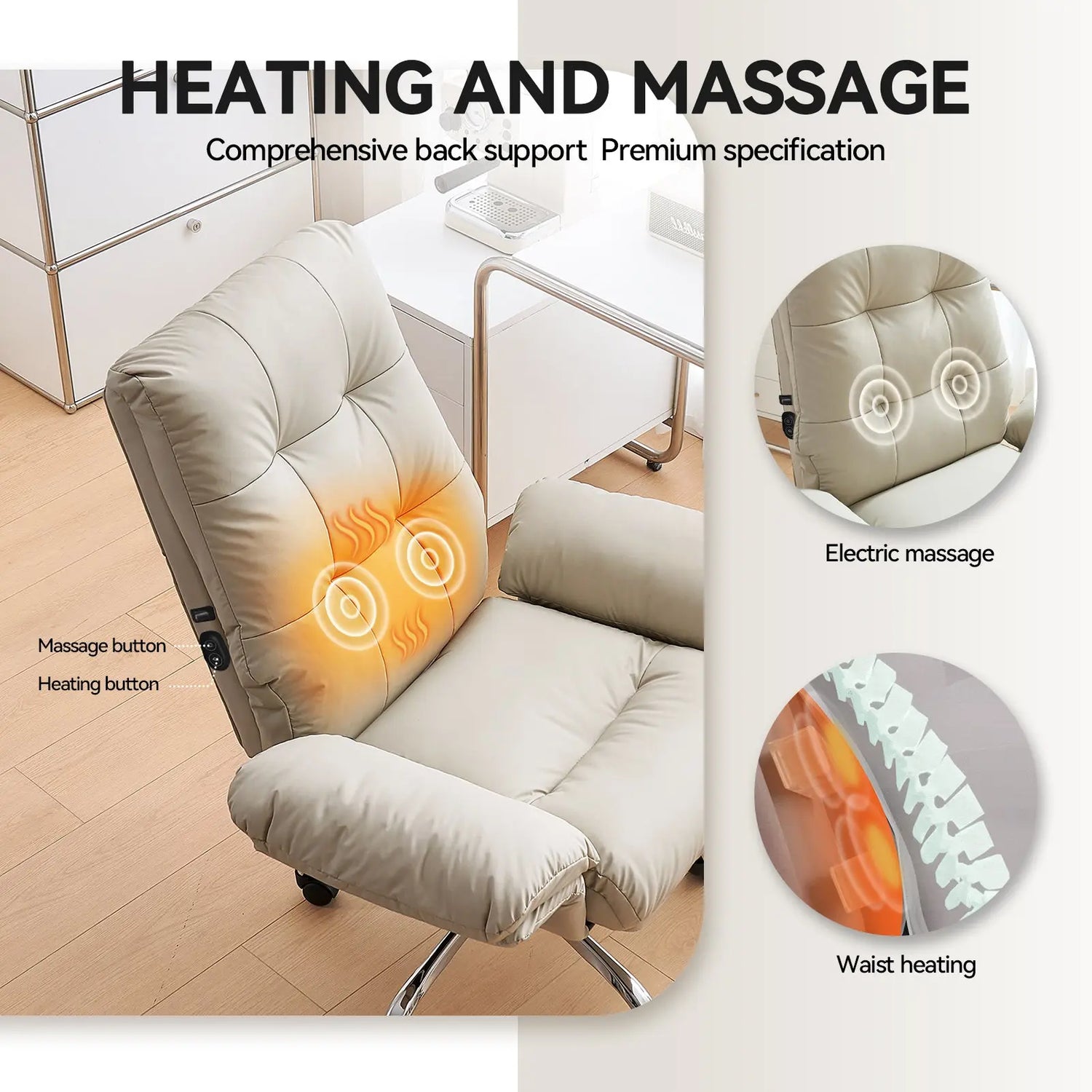 EMIAH C590 Comfy Ergonomic Office Chair with Footrest and Flip-up Arms