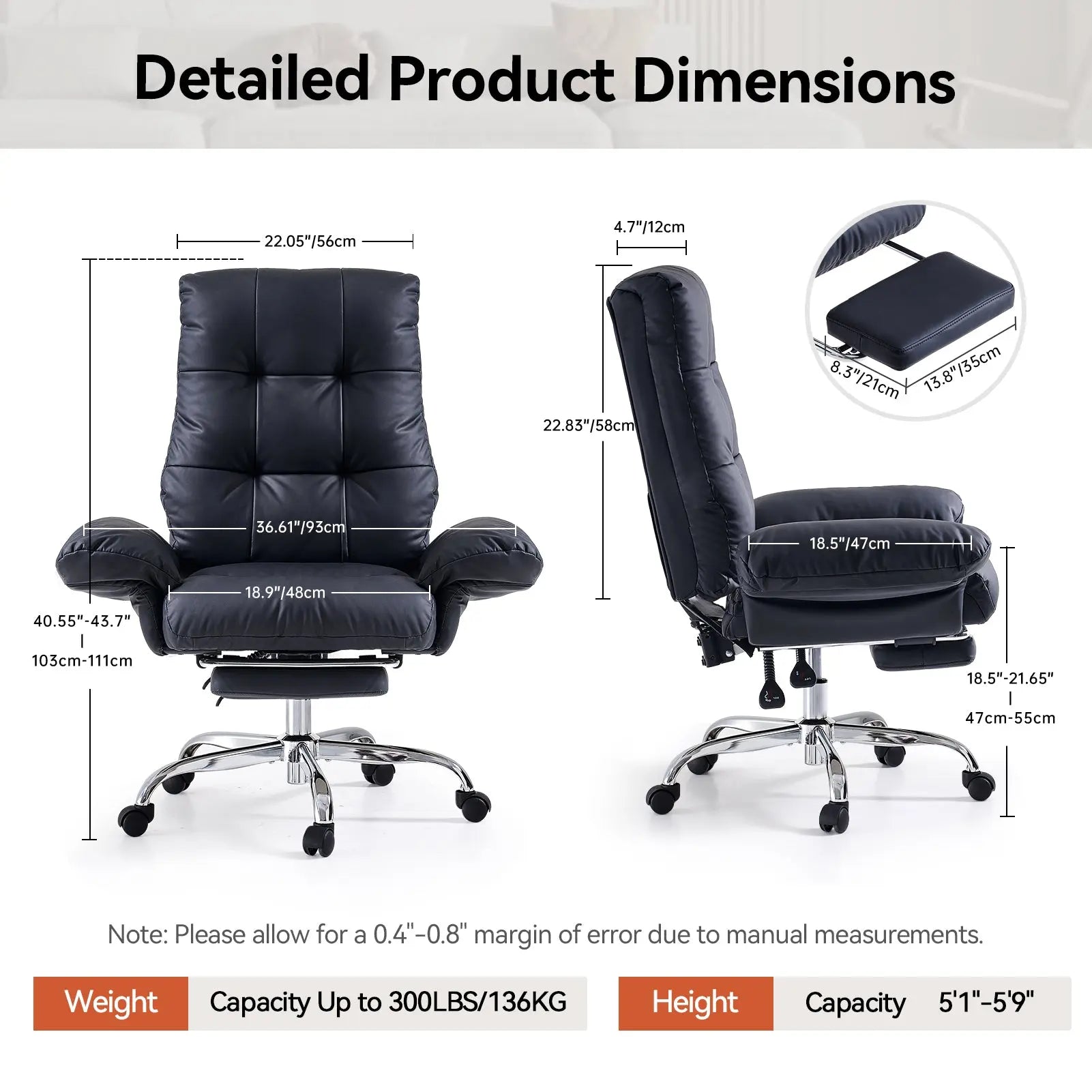 EMIAH C590 Comfy Ergonomic Office Chair with Footrest and Flip-up Arms - EMIAH Store 